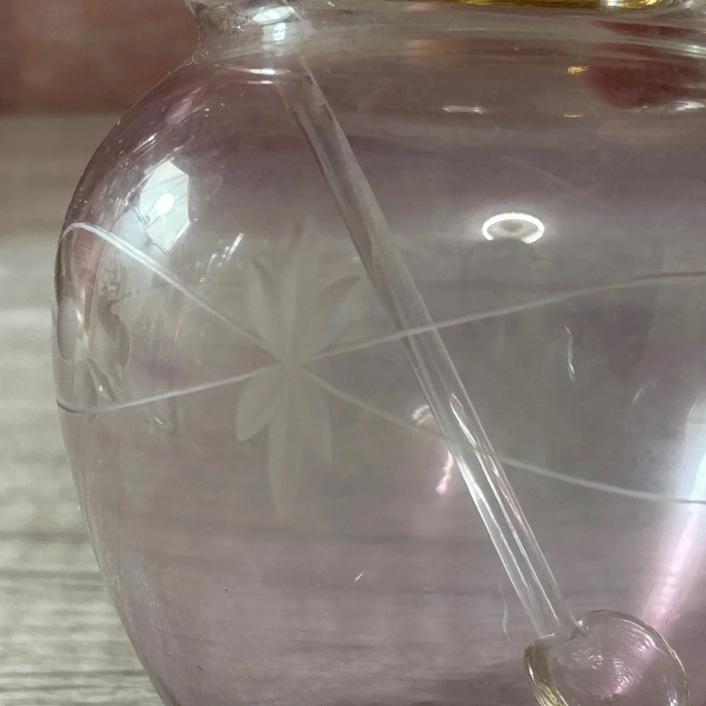 Pink and Gold Glass Jar with Lid & spoon